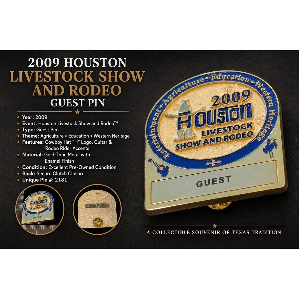 2009 Houston Livestock Show and Rodeo Guest Pin HLSR Western Heritage Numbered
